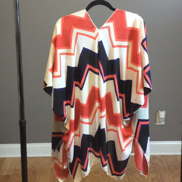 M/L Love Culture chevron blue peach boho kimono jacket - Picture 2 of 14